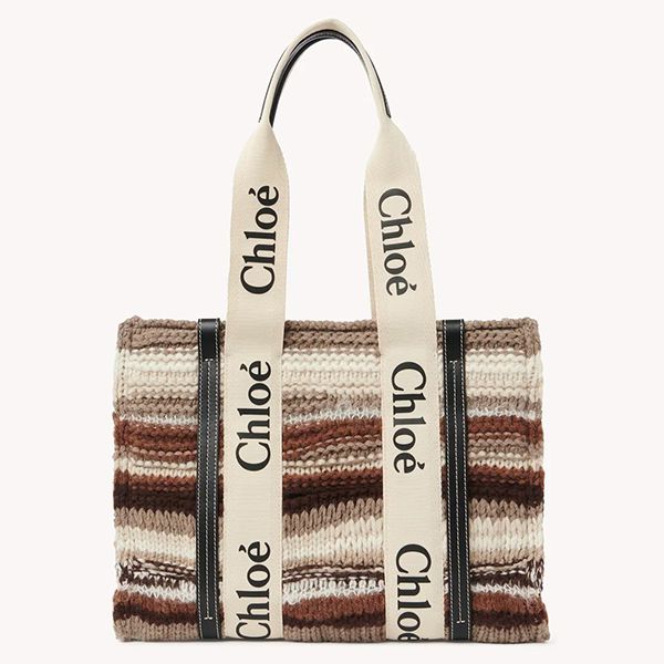 クロエ WOODY 偽物 ミディアムトートバッグ 偽物 カシミア CHC21WS383F310YA